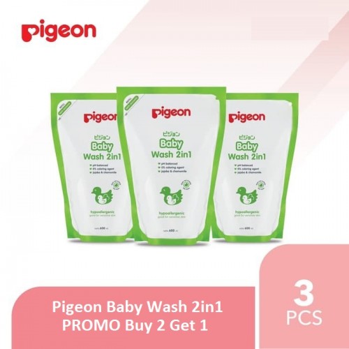 Pigeon Baby Wash 2 in 1 Hair and Body Refill 600 ml - BUY 2 GET 1 FREE